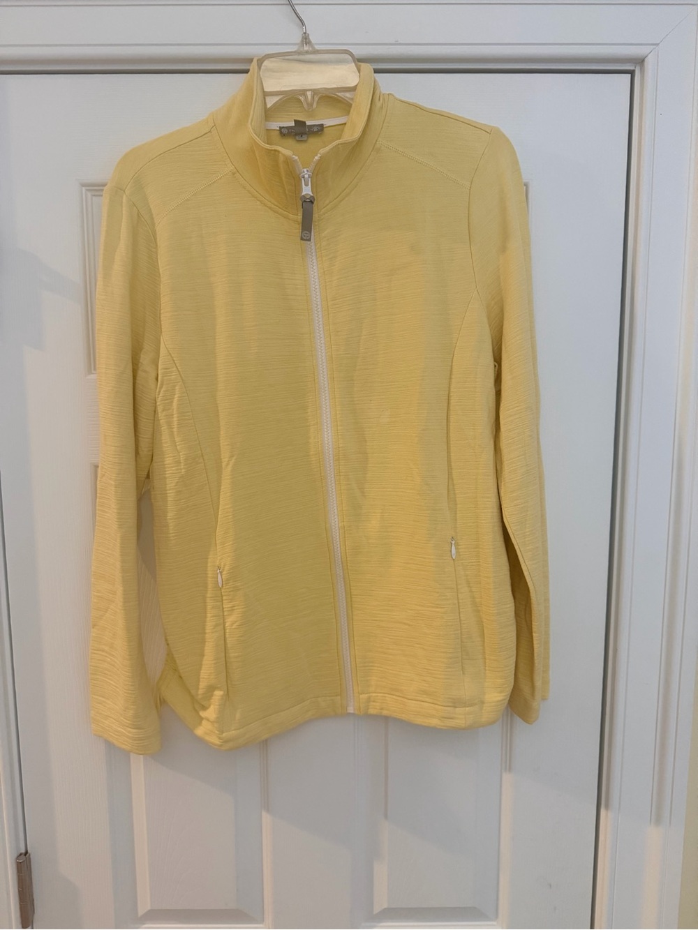 Ladies Size Medium "T by Talbots" Pale Yellow Zip-Front Utility Jacket GUC